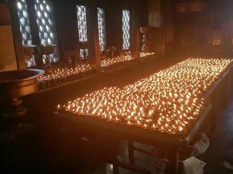 clandles in a temple in kathmandu