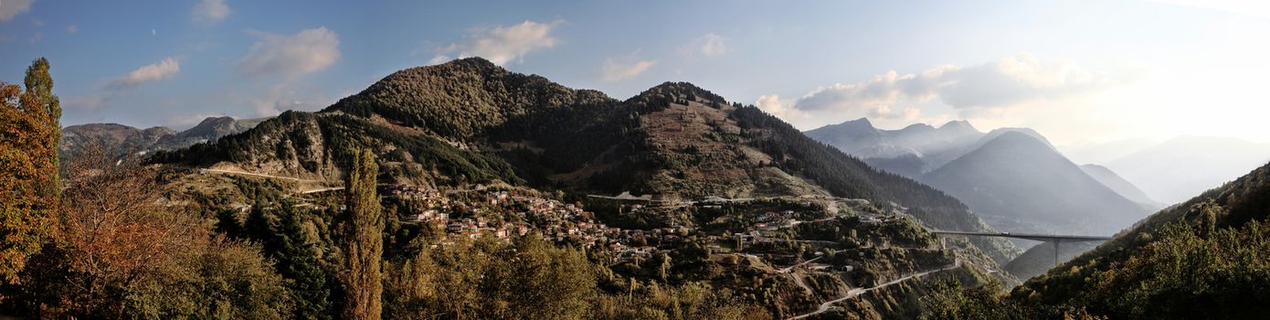 panoramic view of metsovo in northern greece