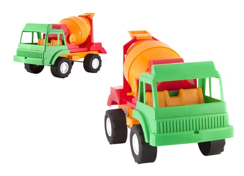 Color toy car. Isolated on the white background