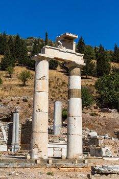 View of ancient ruins of Ephesus, Izmir, Turkey.