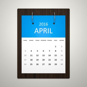 An image of a stylish calendar for event planning 2016 April