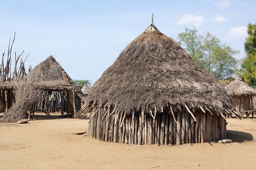 Traditional houses of Karo people, Ethiopia, Africa