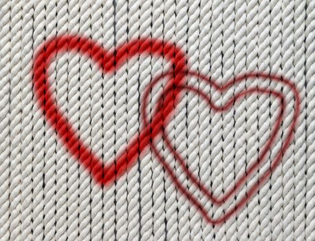 Detail of the hearts on the cotton twine