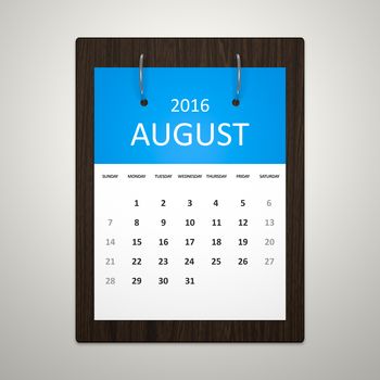 An image of a stylish calendar for event planning 2016 august