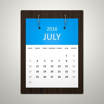 An image of a stylish calendar for event planning 2016 july