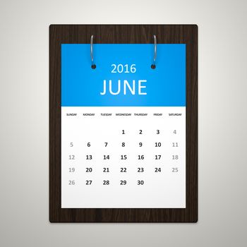 An image of a stylish calendar for event planning 2016 june