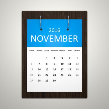 An image of a stylish calendar for event planning 2016 november