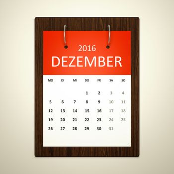 An image of a german calendar for event planning 2016 december