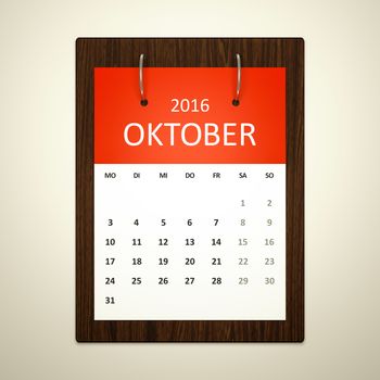 An image of a german calendar for event planning 2016 october