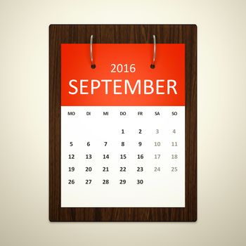 An image of a german calendar for event planning 2016 september