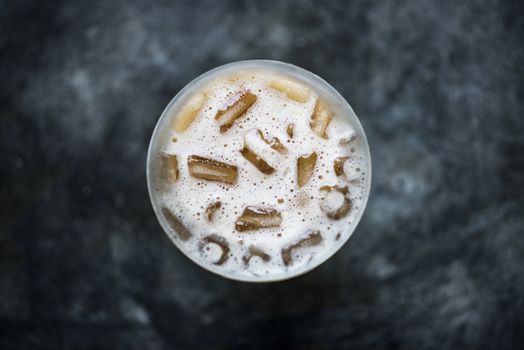 whisky sour cocktail in glass from above