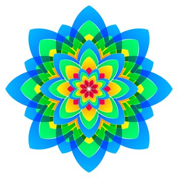 abstract rainbow colourful flower in circles like mandala form
