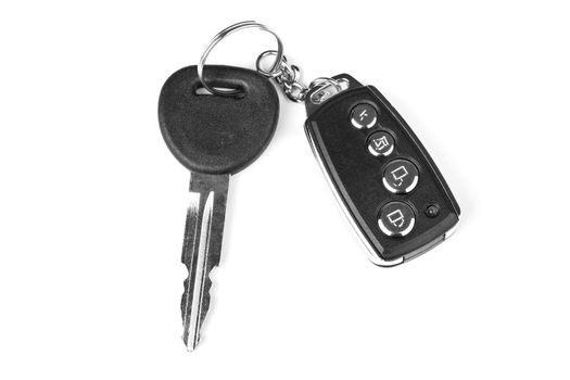 key with car alarm isolated on white