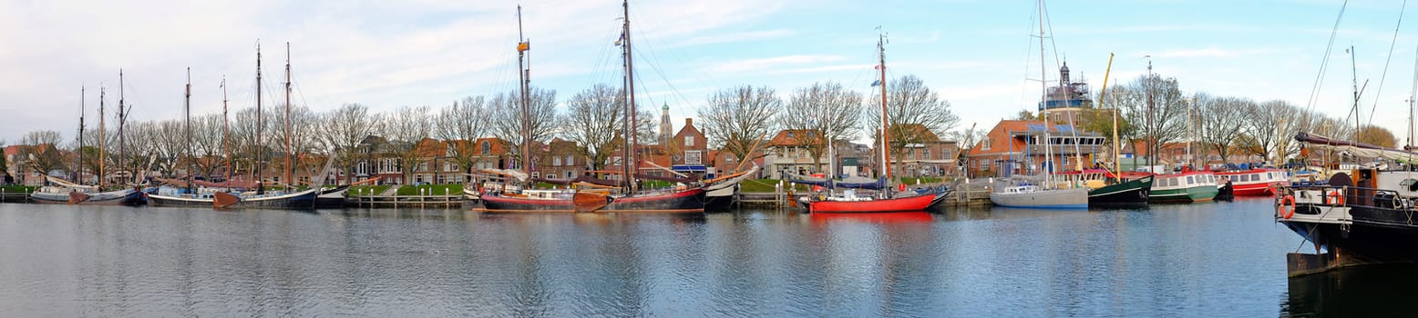 Panorama from the harbor from Enkhuizen in the Netherlands