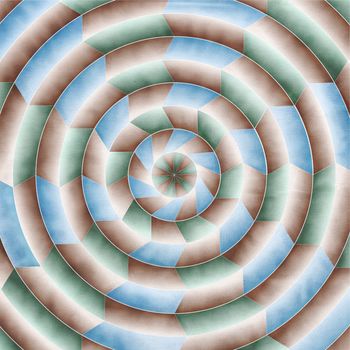 abstract concentric circle background with blue green and brown shapes.