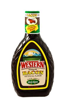 Winneconne, WI - 5  February 2015: Bottle of Wish-Bone Western Bacon salad dressing.  Created in 1945 in Kansas City, MO.