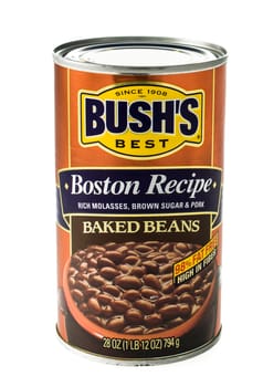 Winneconne, WI - 5  February 2015: Bush's Boston Recipe can of baked beans and have been in the business since 1908.