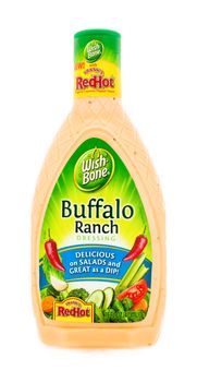 Winneconne, WI - 4February 2015: Bottle of Wishbone Buffalo Ranch salad dressing created in 1945 and is located in Parsippany, NJ.