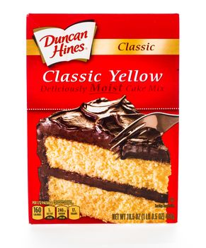 Winneconne, WI - 8 February 2015:  Box of Duncan Hines Classic Yellow cake mix.