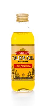 Winneconne, WI - 8 February 2015:  Bottle of Carlini 100% pure Olive Oil