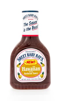 Winneconne, WI - 8 February 2015:  Bottle of Sweet Baby Ray's Hawaiian barbecue sauce. Ray's was created in 1985 from Chicago, IL.