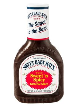 Winneconne, WI - 5  February 2015: Bottle of Sweet Baby Ray's Sweet'n Spicy barbecue sauce.  Ray's was created in 1985 from Chicago, IL.