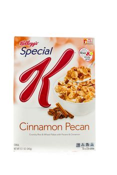 Winneconne, WI - 5  February 2015: Box of Kellogg's Special K Cinnamon Pecan cereal. Marketed as a low fat cereal.