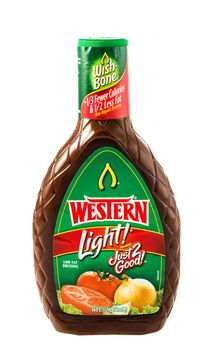 Winneconne, WI - 5  February 2015: Bottle of Wish-Bone Western light salad dressing.  Created in 1945 in Kansas City, MO.