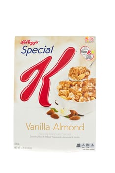 Winneconne, WI - 5  February 2015: Box of Kellogg's Special K Vanilla Almond cereal. Marketed as a low fat cereal.