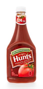 Winneconne, WI - 8 February 2015:  Bottle of Hunt's tomato ketchup.