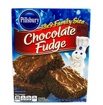 Winneconne, WI - 5 February 2015: Box of Pillsbury Chocolate Fudge Brownie Mix.