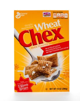 Winneconne, WI - 7 February 2015: Box of Chex Wheat cereal a product of General Mills