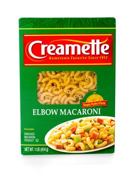 Winneconne, WI - 7 February 2015: Box of Creamette Elbow Macaroni which has been in business since 1912.