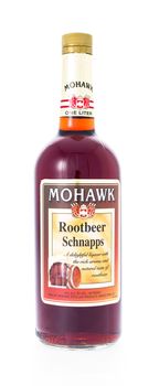 Winneconne, WI - 21 February 2015:  Bottle of Mohawk Rootbeer Schnapps alcohol beverage