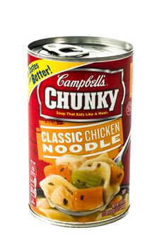 Winneconne, WI - 5 February 2015:  Can of Campbell's Chunky Classic Chicken Noodle soup.