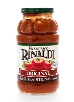 Winneconne, WI - 7 February 2015:  Jar of Fracesco Rinaldi Original pasta sauce.