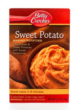 Winneconne, WI - 8 February 2015: Box of Betty Crocker Sweet Potato mashed potatoes.