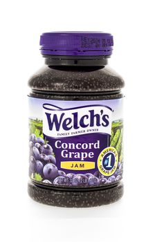 Winneconne, WI - 7 February 2015: Plastic jar of Welch's Concord Grape Jam.