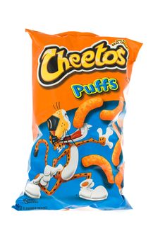 Winneconne, WI - 5  February 2015: Bag of Cheetos Puffs snacks a product of Frito.