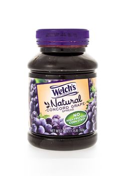 Winneconne, WI - 7 February 2015: Plastic jar of Welch's Natural Concord Grape Jam.