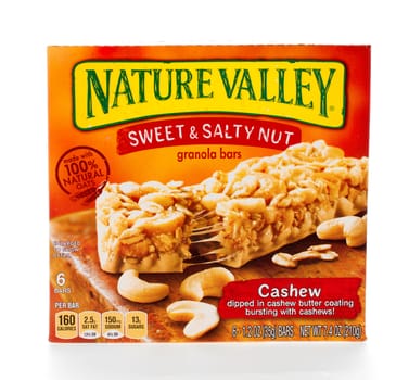 Winneconne, WI - 7 February 2015: Box of Nature Valley Sweet & Salty Cashew granola bars.