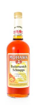 Winneconne, WI - 21 February 2015:  Bottle of Mohawk Butterscotch Schnapps alcohol beverage