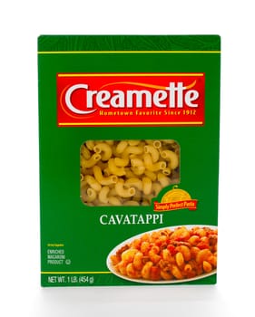 Winneconne, WI - 7 February 2015: Box of Creamette  Cavatappi which has been in business since 1912.