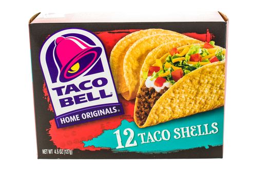 Winneconne, WI - 5 February 2015: Box of Taco Bell hard taco shells of 12,