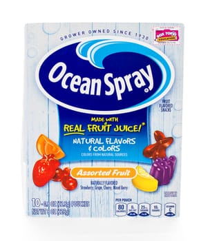 Winneconne, WI - 8 February 2015:  Box of Ocean Spray assorted frut flavored snacks.