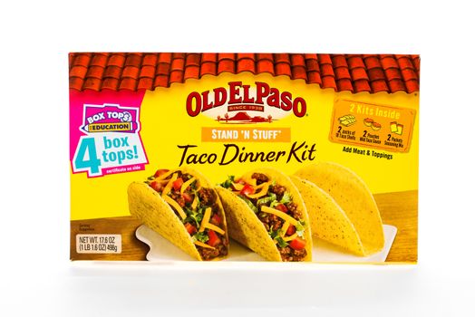 Winneconne, WI - 8 February 2015:  Stand'n Stuff Old El Paso Taco Dinner Kit which have been in bussines since 1938.