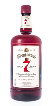 Winneconne, WI - 21 February 2015:  Bottle of Seagram's Seven Crown Whiskey alcohol beverage