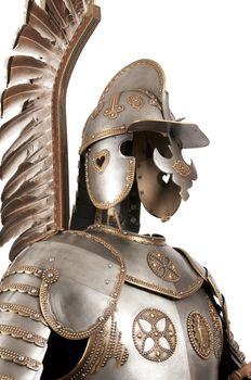 Armour of the medieval knight. Metal protection of the soldier against the weapon of the opponent