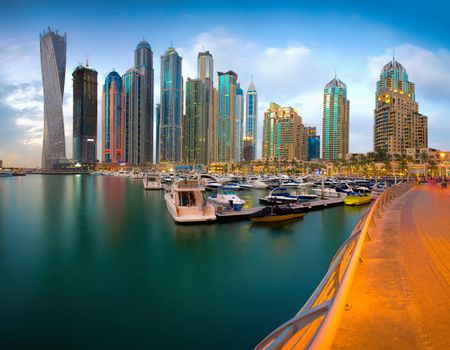 Skyline sunset picture shot at Dubai marina