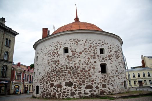 The picture of the  Round tower of Vyborg